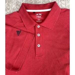 Adidas‎ Golf Polo Shirt Men's Large Red Climalite Short Sleeve 3-Stripe Cotton